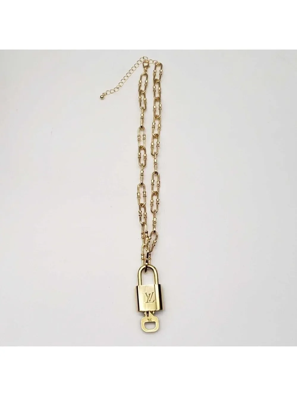 Authentic Louis Vuitton Lock and Key Gold Color with Gold Plated Chain Necklace